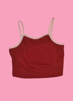 Red crop top cami with white accent from romwe size large, brand: Romwe, condition: Very good, size: 12 / L, $3.50, $4.38 includes Buyer Protection
