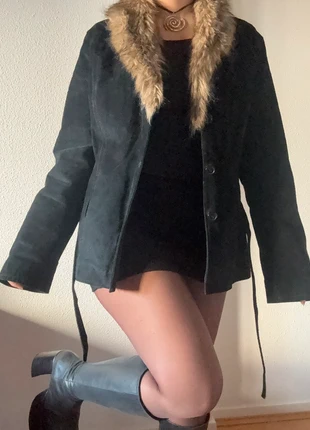 Manteau vintage en cuir avec col en fausse fourrure, marque: Top Vintage, état: Très bon état, taille: L / 40 / 12, 69,00 €, 73,15 € Protection acheteurs (Pro) incluse