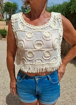 Top chaleco boho bordado nuevo con flecos talla S/M, brand: Local, condizioni: Nuovo con cartellino, taglia: M / IT 42 / EU 38, €9.90, €11.10 include la Protezione acquisti