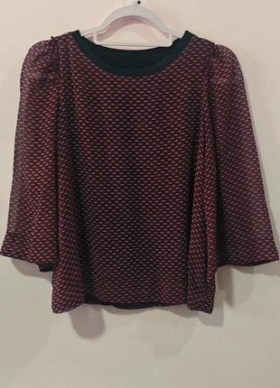 Mango - Blusa estampada burdeos con mangas amplias, marque: Mango, état: Très bon état, taille: M / 38 / 10, 9,00 €, 10,15 € Protection acheteurs incluse