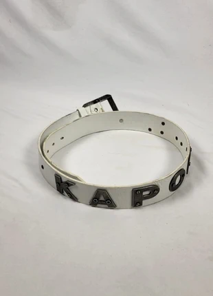 Ceinture Kaporal blanche vintage en cuir lettres métal logo Kaporal5 style Y2K 110 cm unisexe rare, brand: Kaporal, condition: Very good, size: 44 in | 110 cm, €15.00, €16.45 includes Buyer Protection