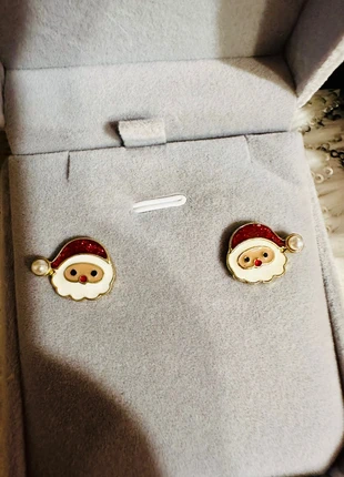 🎅 Boucles d’oreilles Père Noël – Vintage émaillées, perle dorée – Esprit Fêtes, brand: Noël, condition: Very good, €7.50, €8.58 includes Buyer Protection Pro