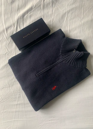 Half Zip 1/4 De Camionneur Quarter Zip Ralph Lauren Bleu Marine Logo Brodé Rouge, brand: Ralph Lauren, condition: Very good, size: S, €55.00, €58.45 includes Buyer Protection