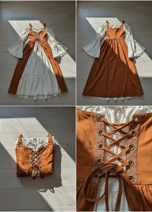 Robe Médiévale Camel & Crème – Renaissance / Bohème / Féérique / Cottagecore / Élégante, marke: Maison Dareléa, zustand: Sehr gut, größe: M / 38 / 10, 59,90 €, 63,60 € beinhaltet Vinted-Käuferschutz Pro