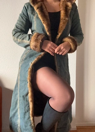 Manteau afghan vintage en jean avec fausse fourrure style pennylane y2k, marque: Top Vintage, état: Très bon état, taille: S / 36 / 8, 89,00 €, 94,15 € Protection acheteurs (Pro) incluse