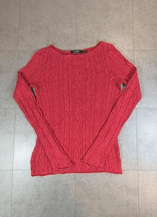 Pull maille torsadé col rond Lauren Ralph Lauren – Femme S – Rouge framboise – 100 % coton #184, brand: Ralph Lauren, condition: Very good, size: S / 36 / 8, €27.90, €30.00 includes Buyer Protection