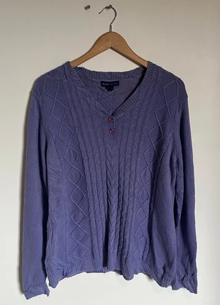 Pull col V à bouton en maille Karen Scott violet - L Femme, marque: Vintage Dressing, état: Très bon état, taille: L / 40 / 12, 6,00 €, 7,00 € Protection acheteurs incluse