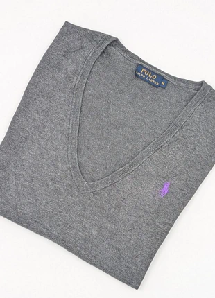 Maglione uomo Ralph Lauren grigio scuro M cotone/nylon scollo a V logo viola, marca: Ralph Lauren, estado: Muy bueno, tamaño: M, 49,90 €, 53,10 € Protección al comprador incluida
