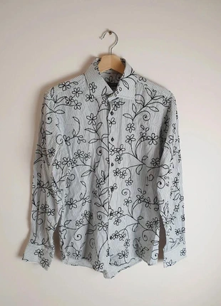 Mens Vintage retro y2k 00s white Black Striped shirt top M, brand: NO LABEL, condition: Good, size: M, £16.00, £17.50 includes Buyer Protection Pro