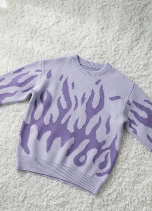 Pull crewneck lilas à motif flamme violet - style Y2K / streetwear, brand: y2k, condition: Very good, size: M, €35.00, €37.45 includes Buyer Protection