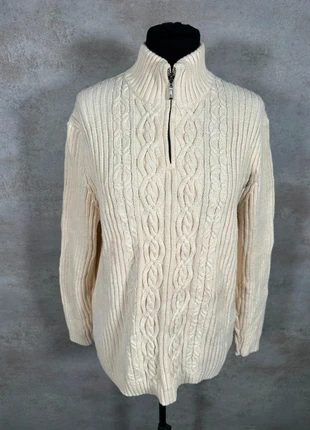Pull Maille Torsadée Cable Knit Vintage Lands End ivoire épais col zippé taille L, brand: Vintage Dressing, condizioni: Ottime, taglia: L / IT 44 / EU 40, €10.00, €11.20 include la Protezione acquisti Pro