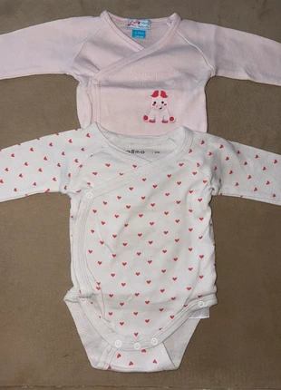 Lot de 2 bodies cache cœur 3 mois, brand: Manon et Valentin, condition: Very good, size: 3-6 months / 62 cm, €1.00, €1.75 includes Buyer Protection