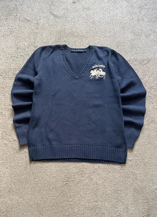 Ralph Lauren Sweater/Jersey Retro Old Money V-Neck Cotton Embroidered Logo Blue, marque: Ralph Lauren, état: Très bon état, taille: L / 40 / 12, 27,90 €, 30,00 € Protection acheteurs incluse