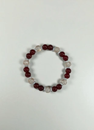 Bracelet intercalaires perles de verre bordeaux & beige craquelé, estado: Bueno, 7,99 €, 9,09 € Protección al comprador Pro incluida