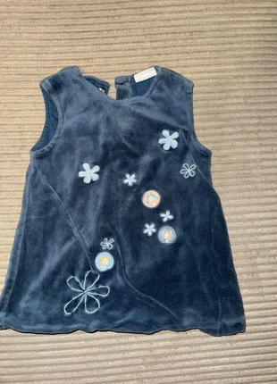 💙 Robe Chasuble Bébé Velours Bleu - Appliqués Fleuris 💙, brand: ELLE, condition: Very good, size: 6-9 months / 68 cm, €4.00, €4.90 includes Buyer Protection