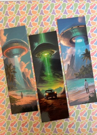 3 Marque-pages plastifiés – Thème ovni ufo, marca: sans marque, estado: Novo sem etiquetas, €2.80, €3.64 inclui Proteção do Comprador