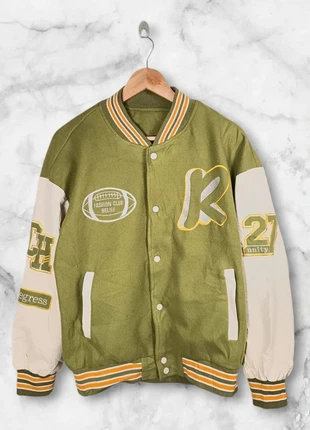 Veste bomber varsity verte patchs brodés style college USA unisexe taille XL homme, marque: Vintage Dressing, état: Très bon état, taille: XL, 10,00 €, 11,20 € Protection acheteurs incluse