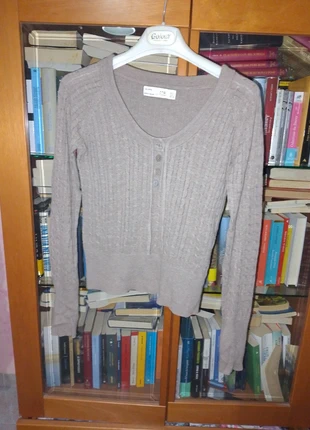 Maglia scollo rotondo, bottoni e laccio Trf in cotone, marca: Brazowy swetere, estado: Bom, tamanho: S / 36 / 8, €5.00, €5.95 inclui Proteção do Comprador