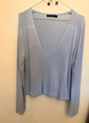 Pull bleu ciel – Décolleté V tendance, marke: Monoprix, zustand: Sehr gut, größe: S / 36 / 8, 8,00 €, 9,10 € inklusive Vinted-Käuferschutz