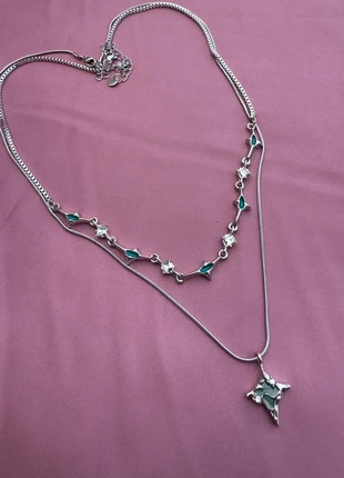 Stylish unisex layered titanium necklace featuring light blue enamel accents, brand: NECKLACE, condition: Very good, £10.50, £11.73 includes Buyer Protection Pro