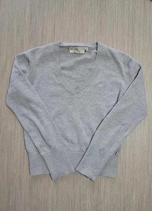 Pull Tommy Hilfiger gris femme S – col V, logo brodé TH #29, marque: Tommy Hilfiger, état: Très bon état, taille: S / 36 / 8, 15,00 €, 16,45 € Protection acheteurs incluse