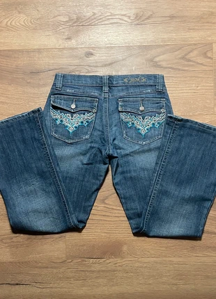 Miss May Vintage Schlaghose Bootcut Straight Jeans 2000s Low Mid Waist, merk: miss may, staat: Heel goed, maat: S / 36 / 8, € 30,00, € 32,20 inclusief Kopersbescherming