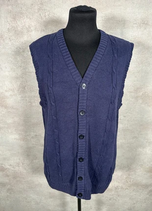 Gilet Maille Torsadée Cable Knit Vintage Oscar De La Renta bleu marine chic taille M, brand: Vintage Dressing, condizioni: Ottime, taglia: M / IT 42 / EU 38, €15.00, €16.45 include la Protezione acquisti Pro
