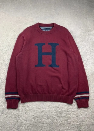 Pull/Sweat/Crewneck Vintage Tommy Hilfiger Rouge Bordeaux/Beu Marine/Gris logo brodé Taille XL, brand: Tommy Hilfiger, condition: Very good, size: XL, €34.90, €37.35 includes Buyer Protection Pro