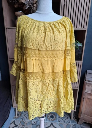 Sublime Top en Dentelle Bohème Jaune Poussin 🌸, marca: Vintage Dressing, estado: Novo sem etiquetas, tamanho: M / 38 / 10, €14.00, €15.40 inclui Proteção do Comprador