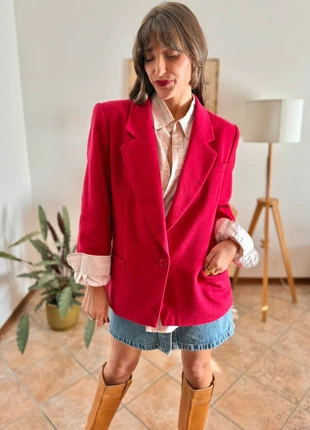 1970's vintage fuchsia wool oversize blazer, brand: Unique Vintage, condizioni: Ottime, taglia: L / IT 44 / EU 40, €20.00, €21.70 include la Protezione acquisti Pro
