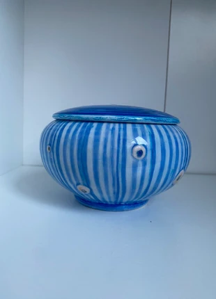 Original hand painted blue / white evil eye ceramic pot from Bodrum, Turkey, brand: Original, condition: New without tags, £5.00, £5.95 includes Buyer Protection