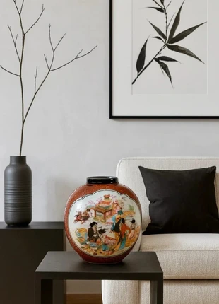 Vase japonais Satsuma moriage – décor de courtisanes, 18 cm, brand: SATSUMA, condition: Very good, €44.50, €47.43 includes Buyer Protection