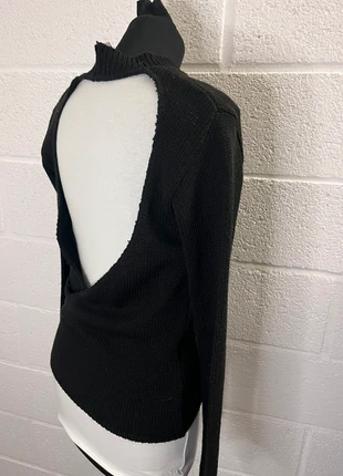 Pull chaud à col tricot noir Style vintage cache coeur croisé dos nu, marque: H&M, état: Très bon état, taille: XS / 34 / 6, 6,00 €, 7,00 € Protection acheteurs incluse