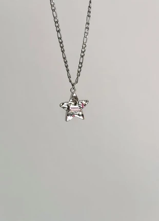 Zilverkleurige ster ketting met roze kristal, marque: Local, état: Neuf sans étiquette, 9,50 €, 10,68 € Protection acheteurs incluse