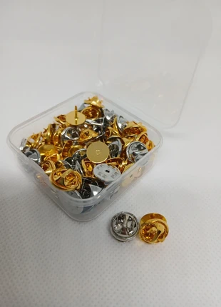 🧷 Boîte de 50 attaches dorées & argentées pour pin’s, brand: Shein, condition: New without tags, €3.50, €4.38 includes Buyer Protection