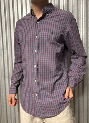 Chemise Ralph Lauren bleu rouge brodé coton carreaux button shirt tiles CHR3-5, marque: Ralph Lauren, état: Très bon état, taille: M, 14,90 €, 16,35 € Protection acheteurs (Pro) incluse