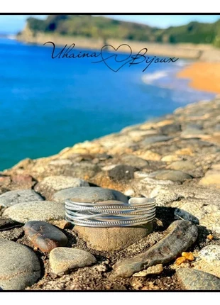 Bracelet manchette multirangs asymetriques en acier inoxydable - Uhaina Bijoux, marca: Uhaina Bijoux, estado: Nuevo con etiquetas, 10,00 €, 11,20 € Protección al comprador Pro incluida