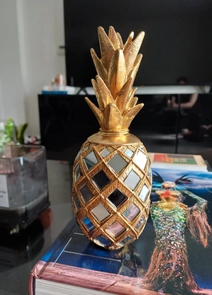 Decoration ananas en miroir incrusté résine golden, brand: Boutique Parisienne, condition: Very good, €15.00, €16.45 includes Buyer Protection