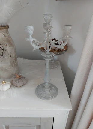 Beau chandelier 4 flammes, ancien, patiné gris/blanc, brand: ancien, condition: Very good, €23.00, €24.85 includes Buyer Protection