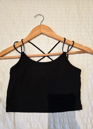 Top corto negro de tiras cruzadas, marque: Local, état: Très bon état, taille: XS / 34 / 6, 4,00 €, 4,90 € Protection acheteurs incluse