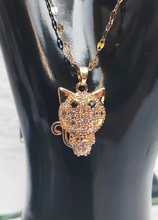 Collier acier inoxydable pendentif chat doré – bijou tendance, marca: Boutique Île de Beauté, estado: Novo sem etiquetas, €4.95, €5.90 inclui Proteção do Comprador Pro