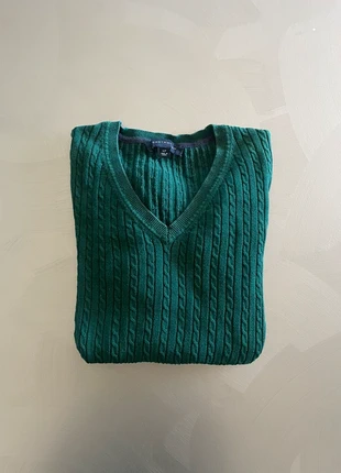 Pull vert col V en maille torsadée, marque: Tommy Hilfiger, état: Très bon état, taille: S / 36 / 8, 18,00 €, 19,60 € Protection acheteurs incluse