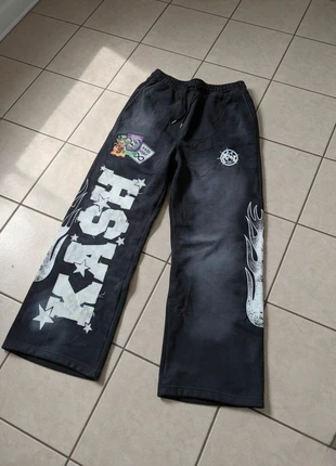Pantalon noir imprimé graffit, brand: Hype District, condition: Very good, size: M, €49.90, €53.10 includes Buyer Protection