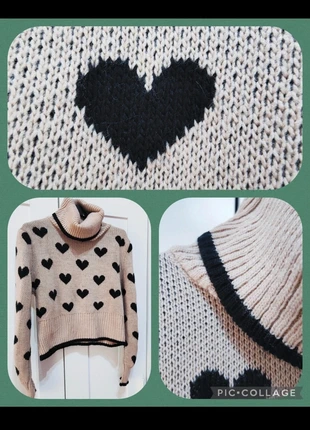 Maglioncino dolcevita crop con cuori, marca: Vintage Dressing, estado: Muito bom, tamanho: S / 36 / 8, €7.00, €8.05 inclui Proteção do Comprador