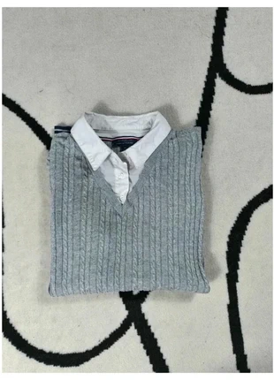 Pull chemise Tommy Hilfiger Col V Taille M gris Femme Women PULL386, merk: Tommy Hilfiger, staat: Heel goed, maat: M / 38 / 10, € 16,99, € 18,54 inclusief Kopersbescherming Pro