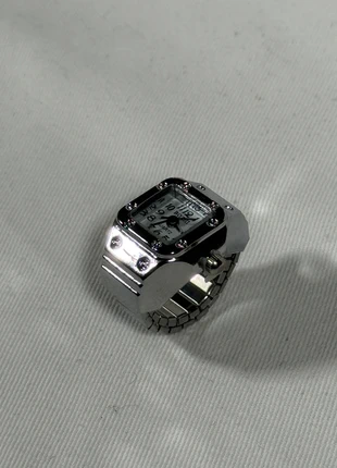 Bague Montre Argent - Style Santos, marque: CHROME, état: Très bon état, taille: Ajustable, 9,00 €, 10,15 € Protection acheteurs incluse