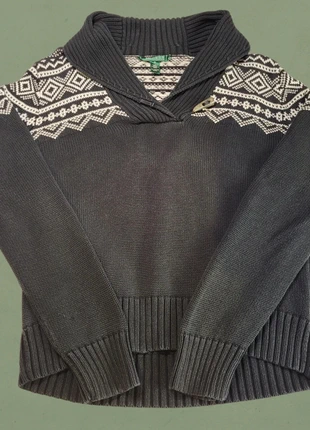 Pull col châle jacquard Lauren Ralph Lauren gris & blanc – 100 % coton – taille M 🧶, brand: Ralph Lauren, condition: Very good, size: M / 38 / 10, €39.90, €42.60 includes Buyer Protection