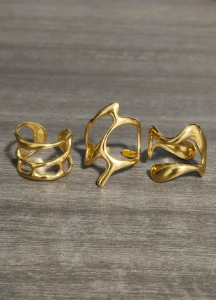 Adjustable y2k style stainless steel hollowed out rings, marque: y2k, état: Très bon état, taille: Ajustable, 13,50 €, 14,88 € Protection acheteurs incluse