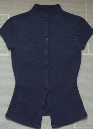 Top bleu marine col montant manches courtes boutonné, marke: Vintage Dressing, zustand: Sehr gut, größe: S / 36 / 8, 30,00 €, 32,20 € inklusive Vinted-Käuferschutz