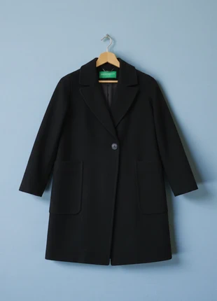 United Colors of Benetton – Premium & Elegant Black Wool Single-Breasted Coat With Pocket – XS 🌟🌿, marque: United Colors of Benetton, état: Neuf sans étiquette, taille: XS / 34 / 6, 46,49 €, 49,51 € Protection acheteurs incluse